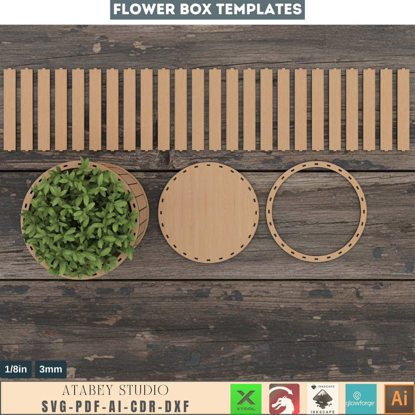 DIY Flower and Gift Basket - Laser Cut Wooden Box for Garden Projects 708