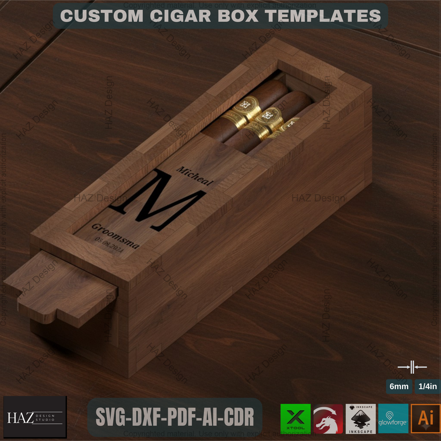 Premium Laser Cut Cigar Box Template - DIY Storage Solution for Woodworking 369