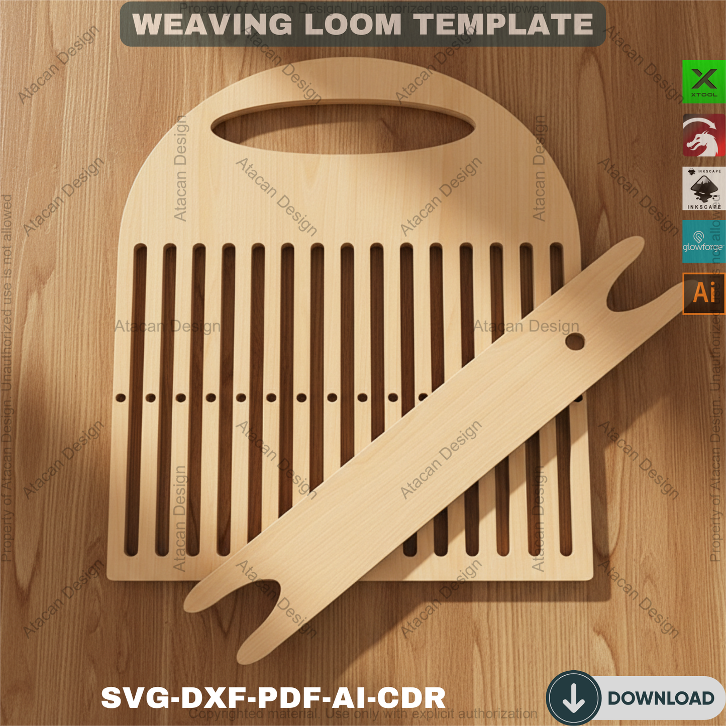 Digital Weaving Loom Kit - Small Lap Loom for Beginners - Learn to Weave with 31 Slots - Shuttle & Needle Included