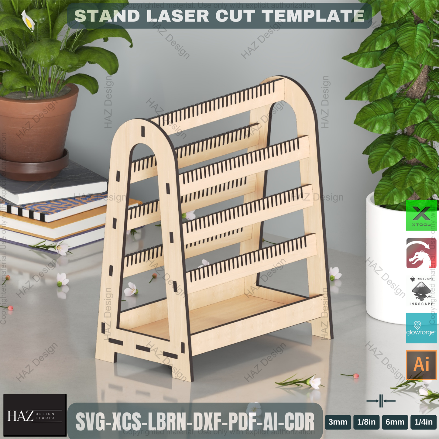 Laser Cut Jewelry Stand Template | DIY Earring & Necklace Holder, Craft Display,DIY Tiered Jewelry Display | Laser Cut Stand Files for Craft Fairs & Vendors 450