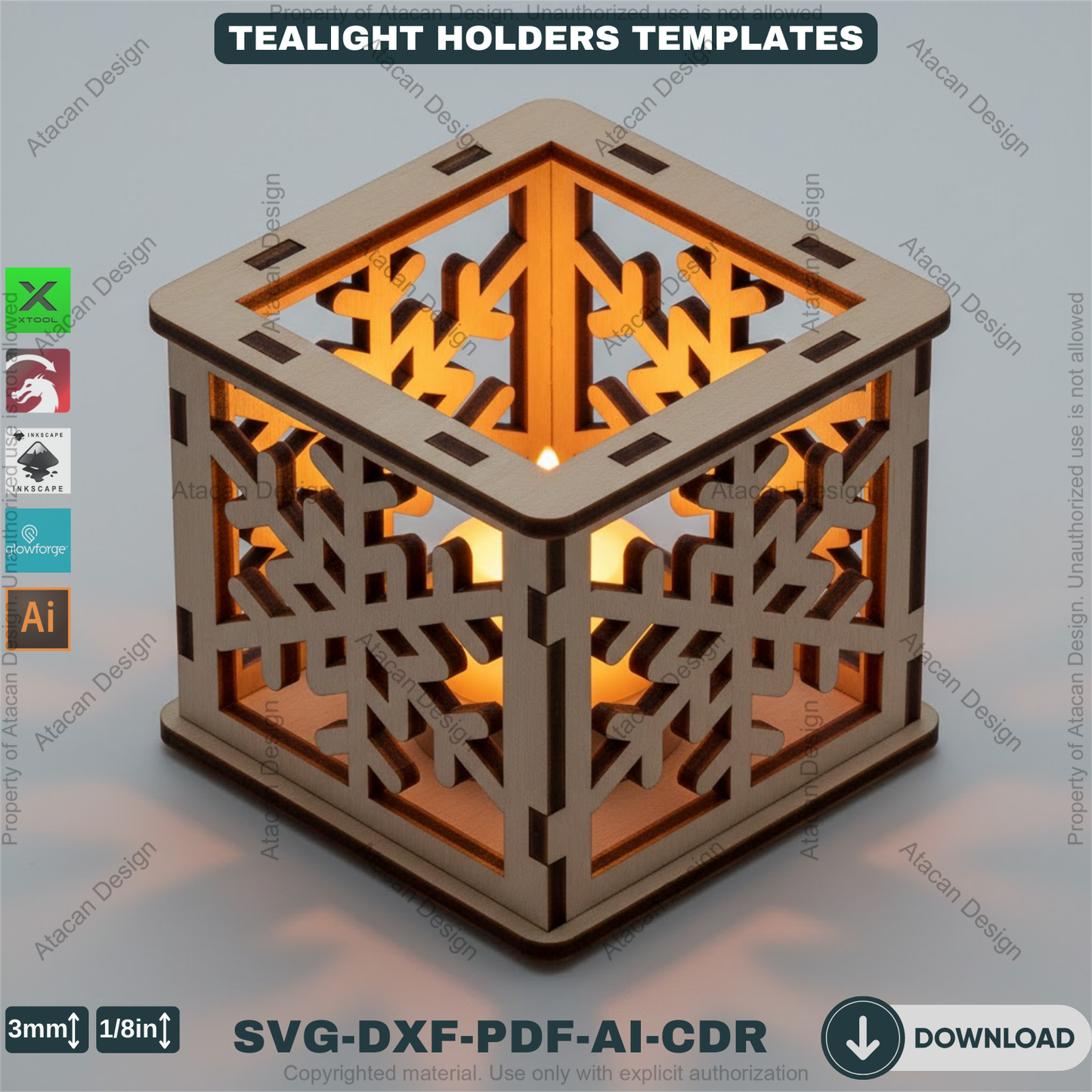 Snowflake Lantern Laser Cut Plans, Wooden Candle Box Template, Christmas Table Centerpiece, Winter Home Decor, 920