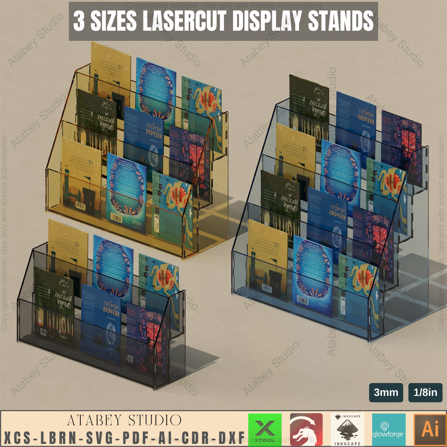 Laser Cut Tiered Display - 3 Shelf Wood Stand - Craft Fair Display - Retail SVG - Book Stand 934