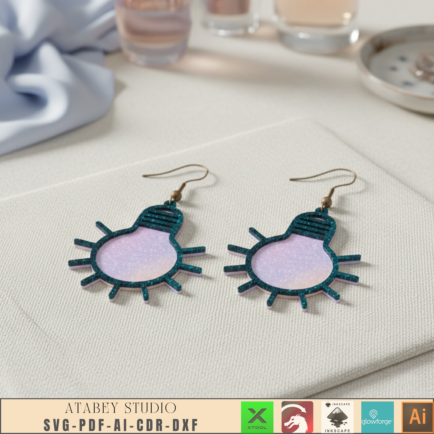 Laser Cut Wooden Earrings / Jewelry Set / Creative Earring Designs for Laser Cutting 953