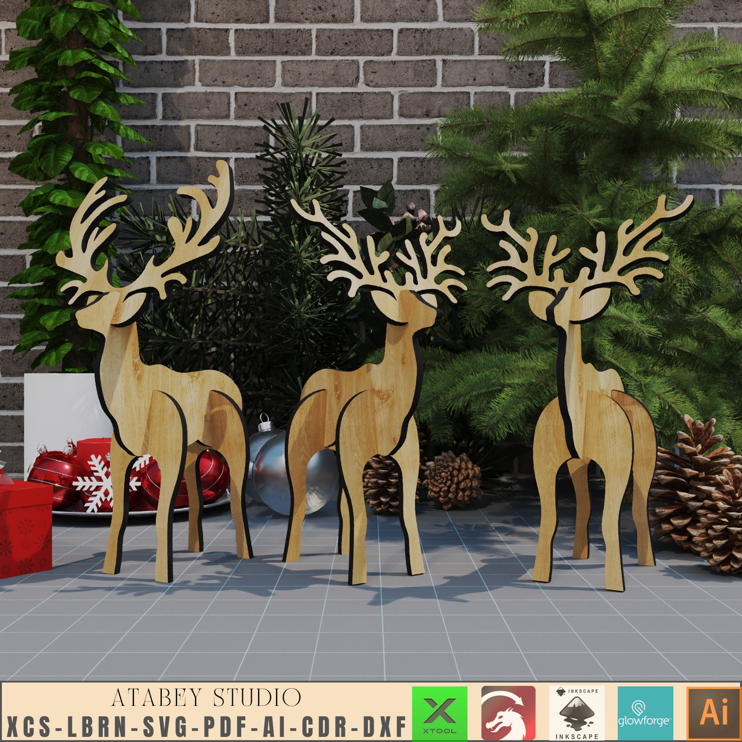 Enchanted Forest Charm: 3D Laser Cut Reindeer - DIY Christmas Puzzle Decor610