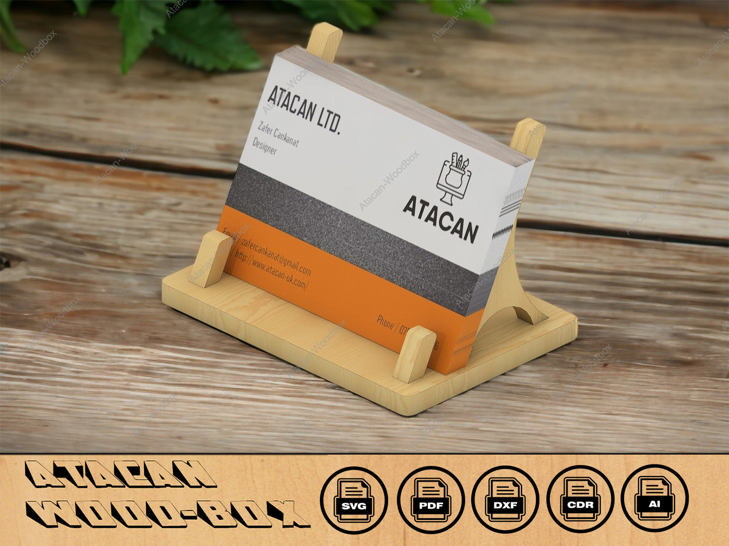 Laser Cut Business Card Holder Template - Download Glowforge SVG file 066
