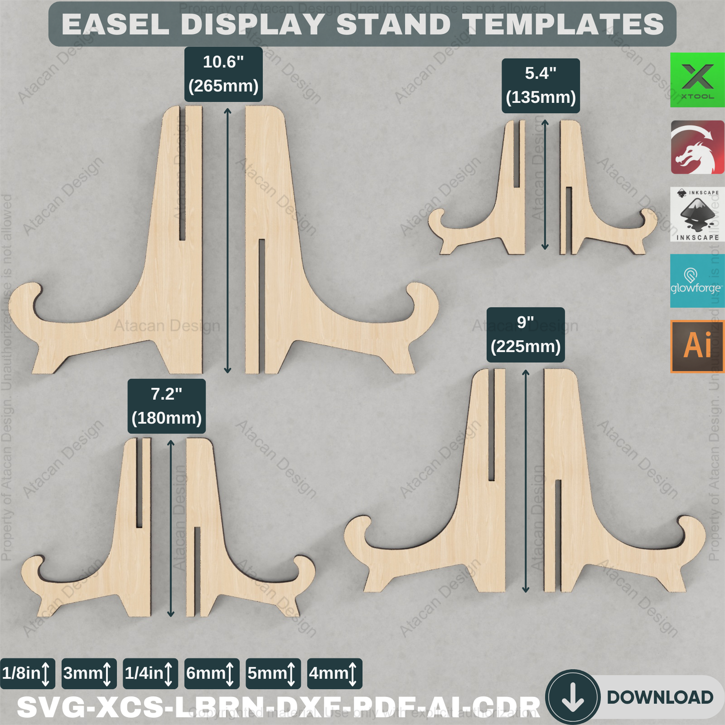 Laser cut Easels Plate Holders, Frame Holder, Photo Frame Display, Glowforge laser cut svg file 436
