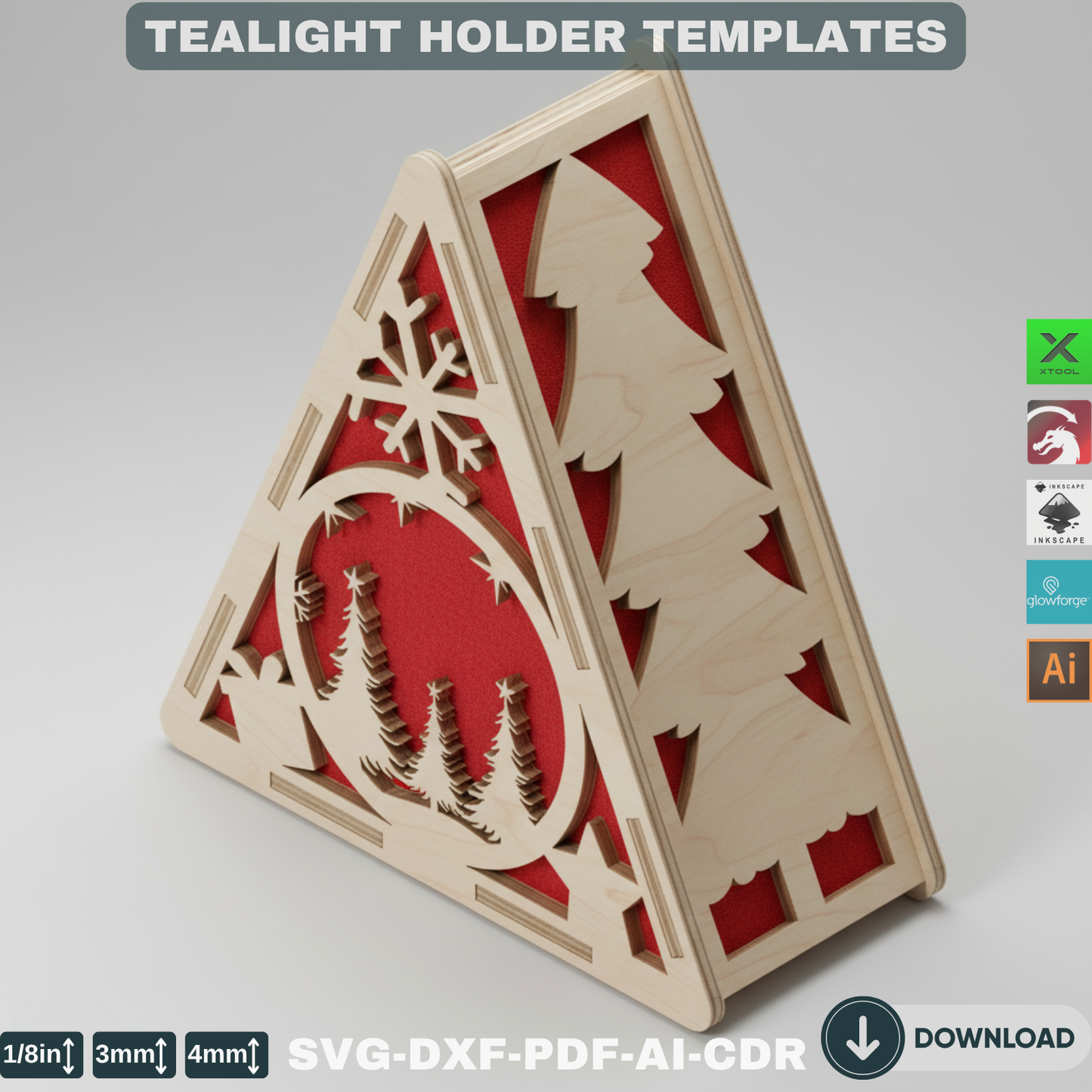 Christmas Lantern SVG Laser Cut Files – Snowman, Reindeer & Winter Wonderland Ornament Template 781