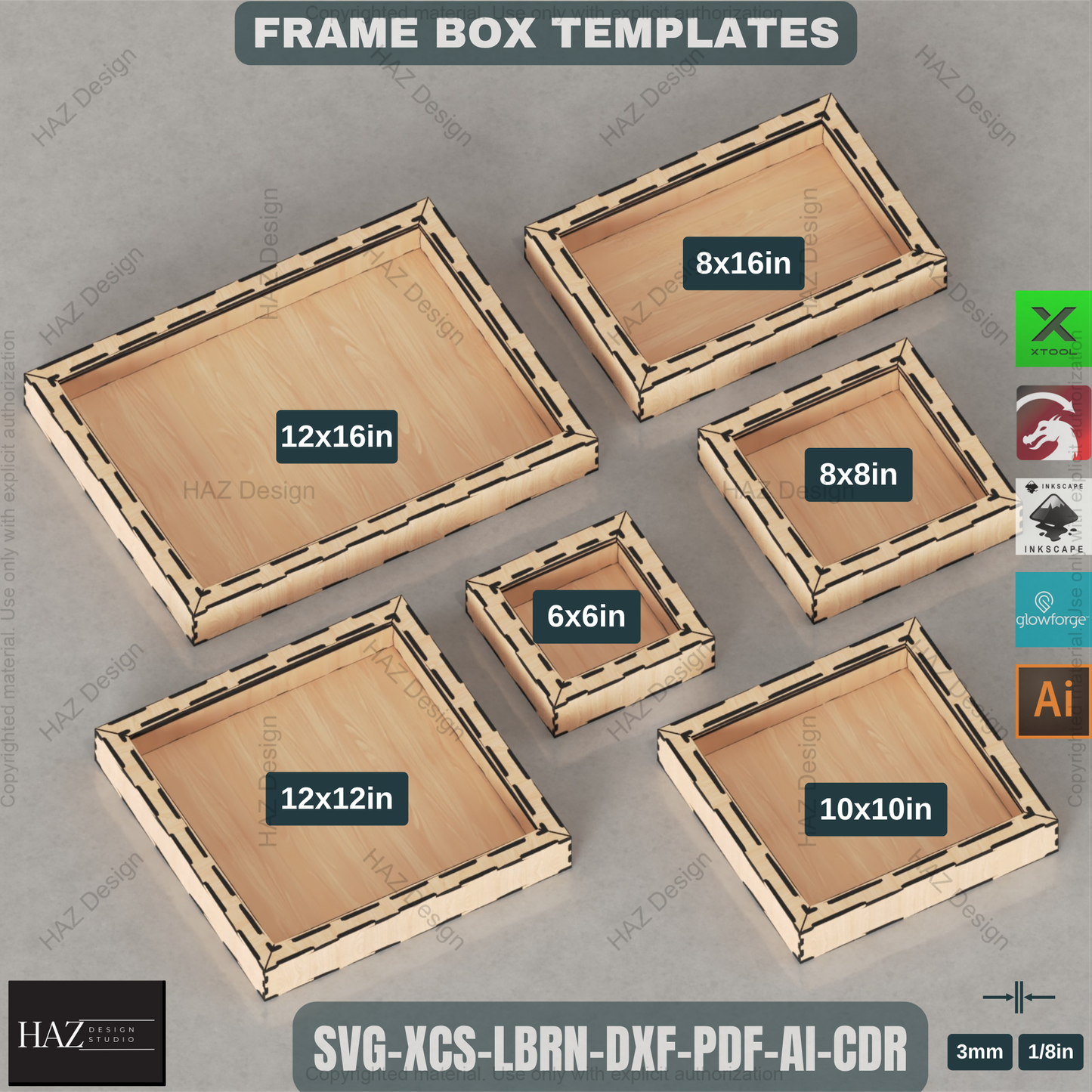 Customizable Laser Cut Shadow Box Templates Set - 6 Sizes for Memory Displays, Flower Preservation & Keepsake Frames 458