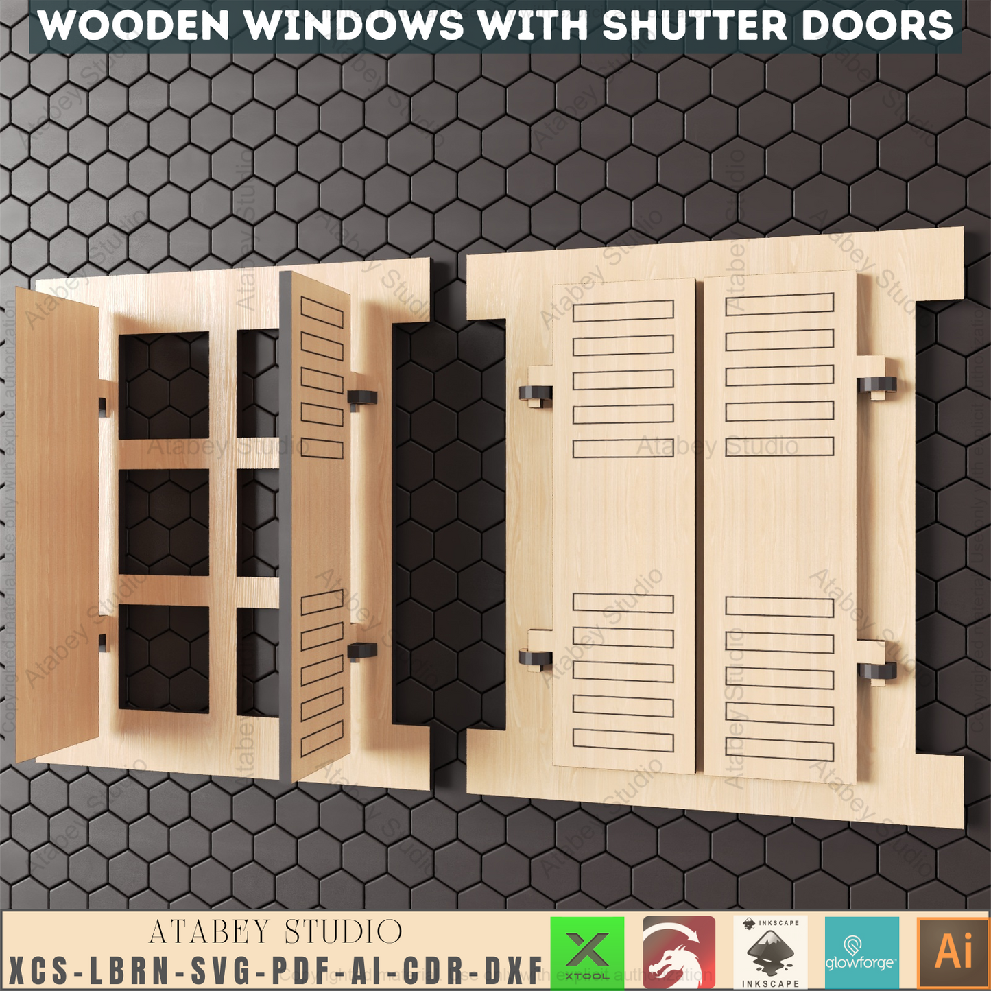 Laser Cut Decorative Window & Shutter Collection | 8 Unique Designs, DIY Craft Templates 942