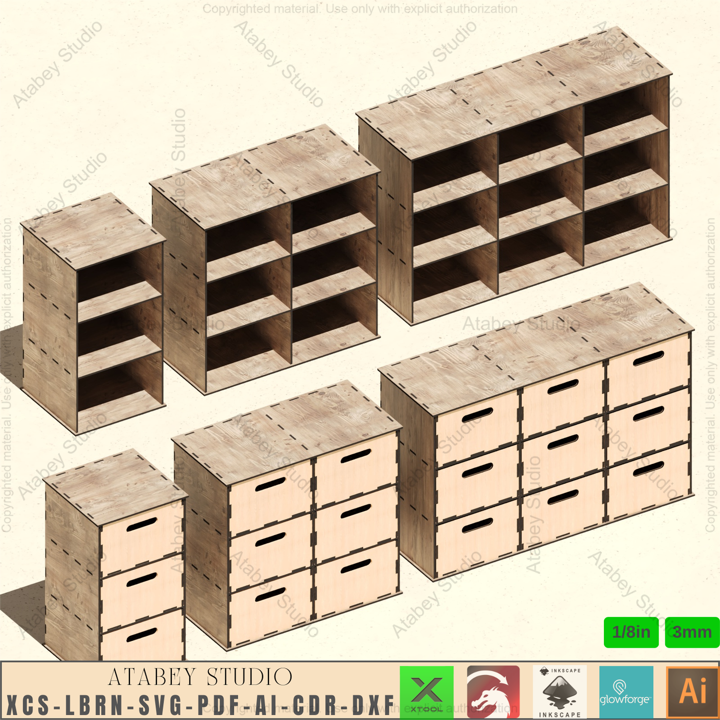Laser Cut Drawer Box Template - Storage Boxes, Desktop Organizer SVG,Chest of Drawers - Laser Cut Storage Boxes, Desktop Organizer 930