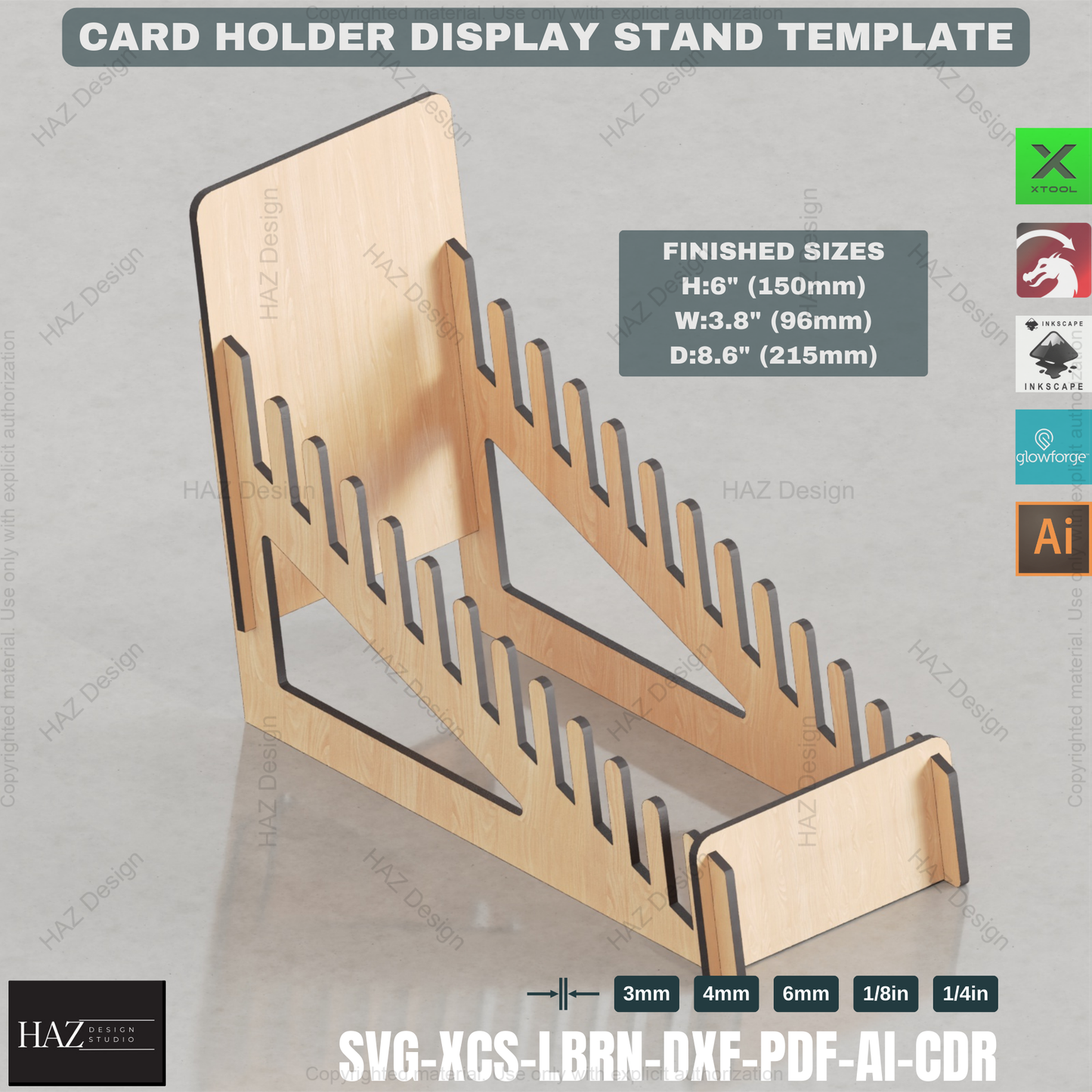 Laser Cut Card Holder: Perfect for Greeting Cards, 2 Sizes,Laser Cut File, Retail Display Stand 428