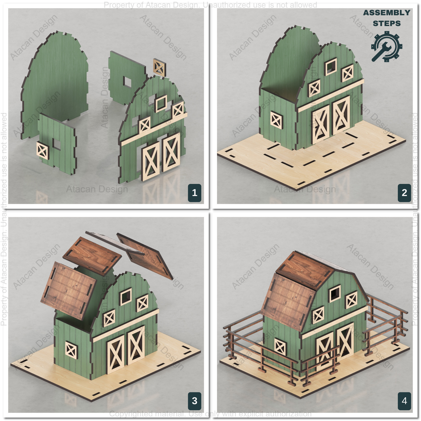 Laser Cut Farm Barn Template | Build Your Mini Village Scene | Model Building Plan 882