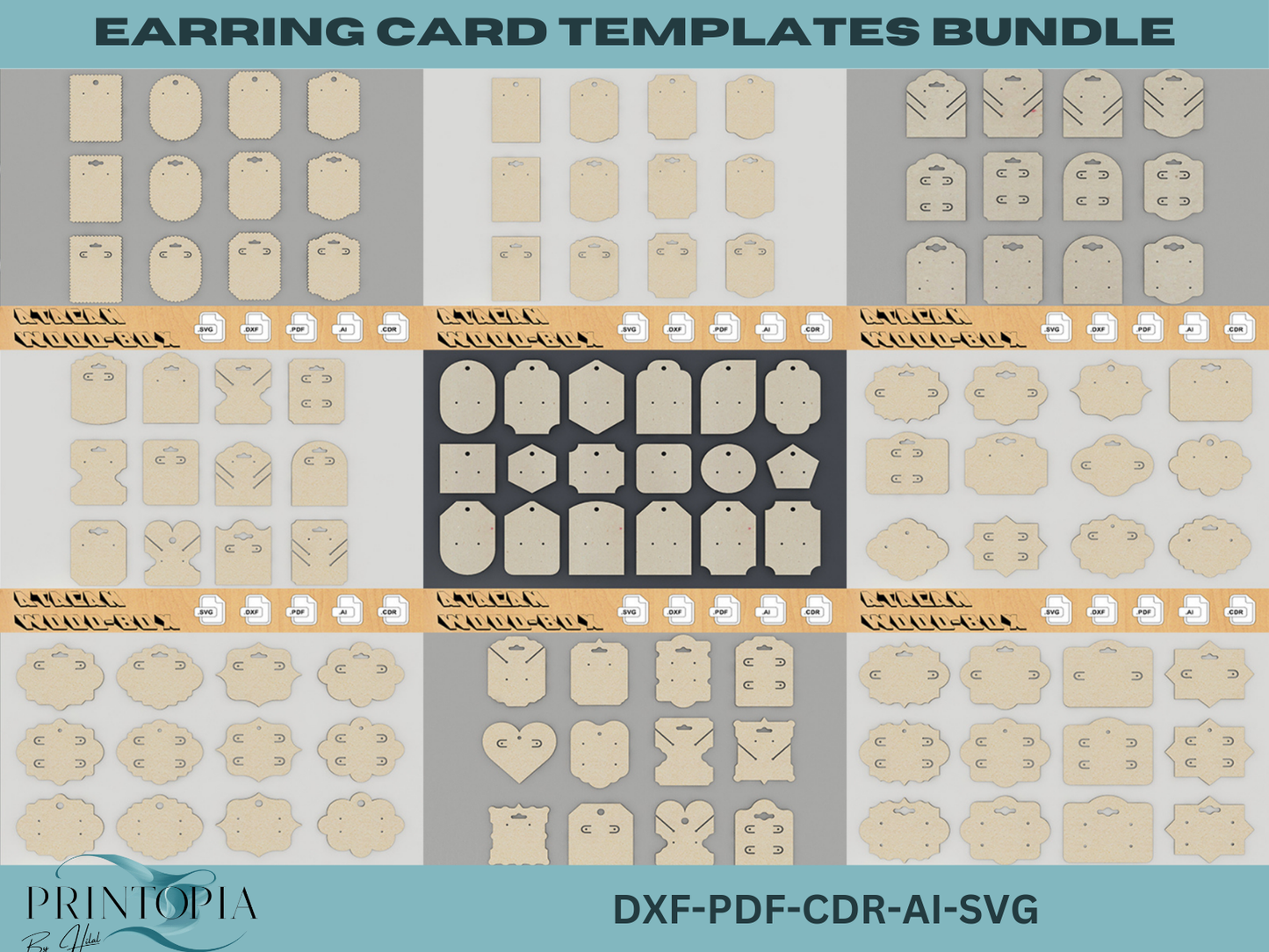 Earring Card Template Bundle – Perfect for Laser Cutting, Custom Jewelry Display Cards 132