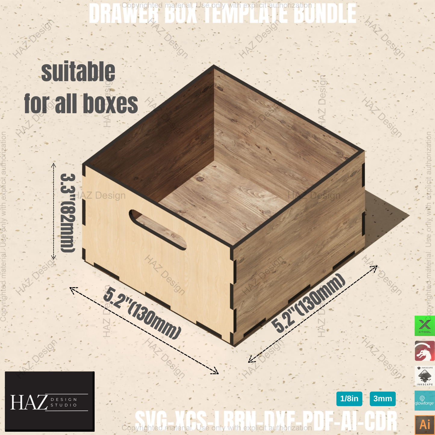 Laser Cut Drawer Organizer: Stackable Storage Box Templates!,DIY Laser Cut Storage Box: Create Custom Drawer Organizers! 403