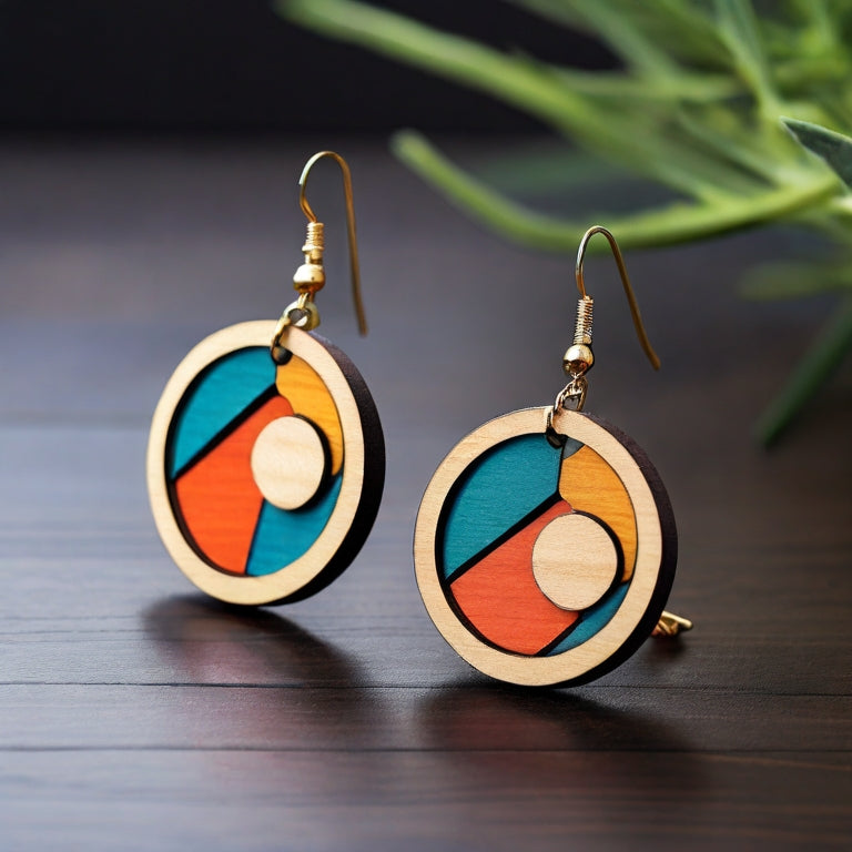 Multicolor Wooden Hoop Earrings - Exquisite Laser Cut File Collection for Artisan Jewelry 381