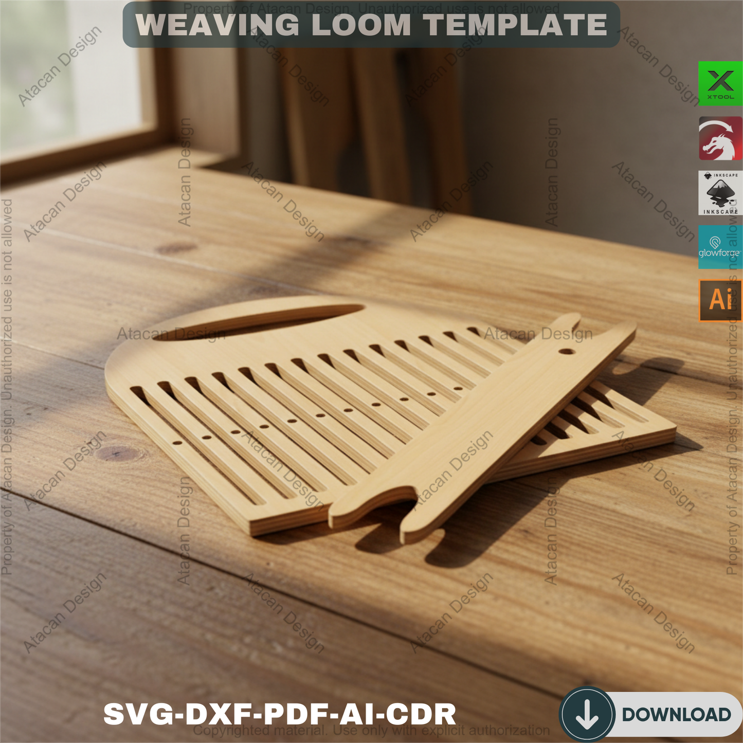Digital Weaving Loom Kit - Small Lap Loom for Beginners - Learn to Weave with 31 Slots - Shuttle & Needle Included