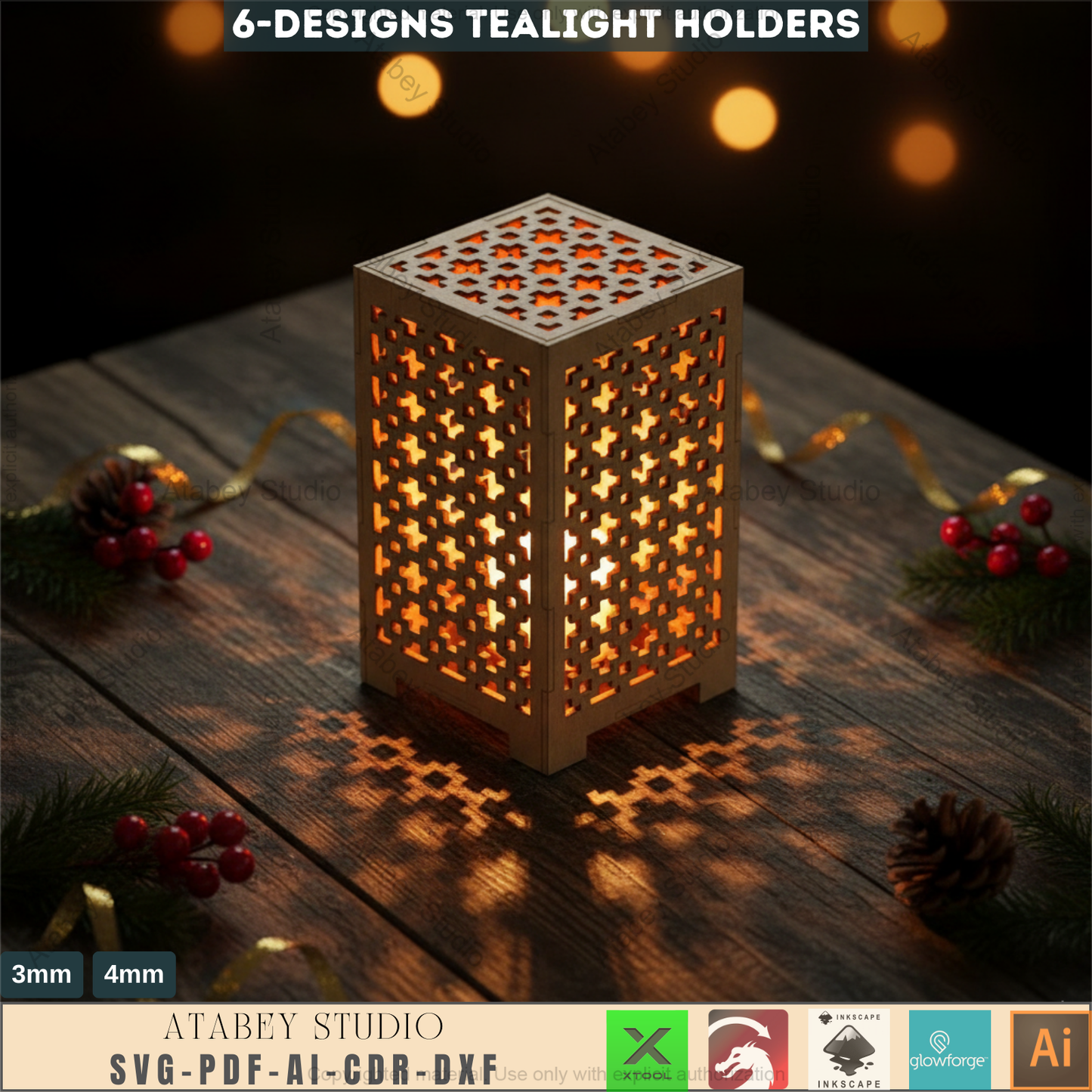 Vector Cut Plans for Lantern Tealight Holders - Box Plywood Laser Cutting Templates 598