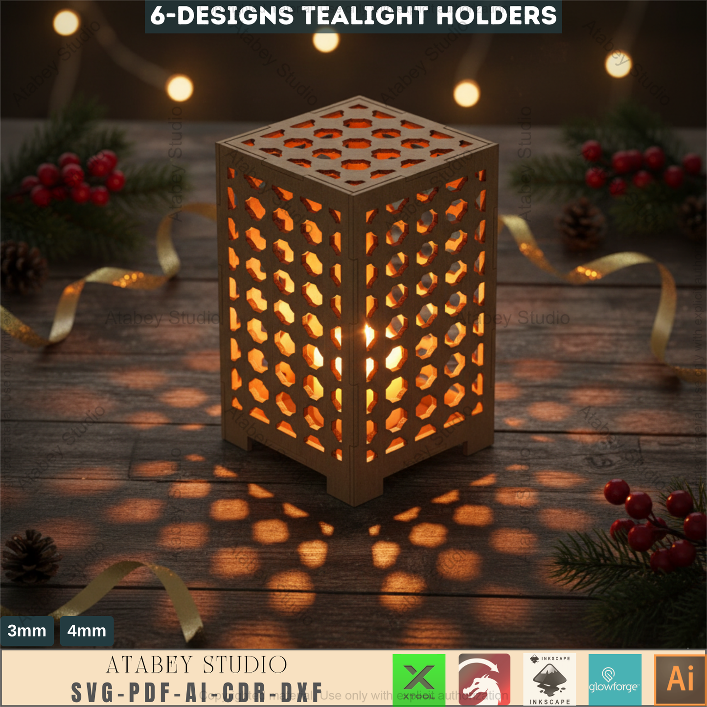Vector Cut Plans for Lantern Tealight Holders - Box Plywood Laser Cutting Templates 598
