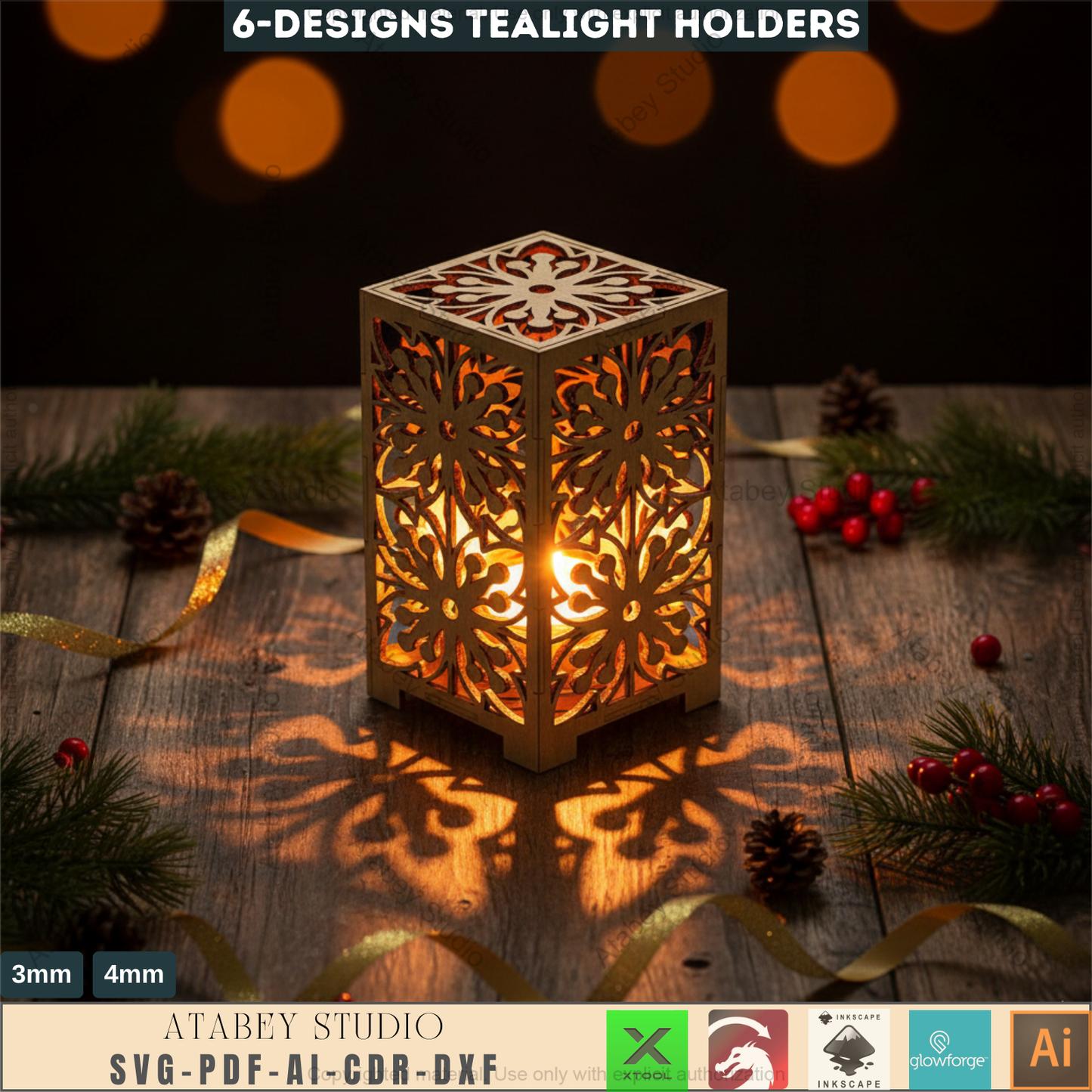 Vector Cut Plans for Lantern Tealight Holders - Box Plywood Laser Cutting Templates 598