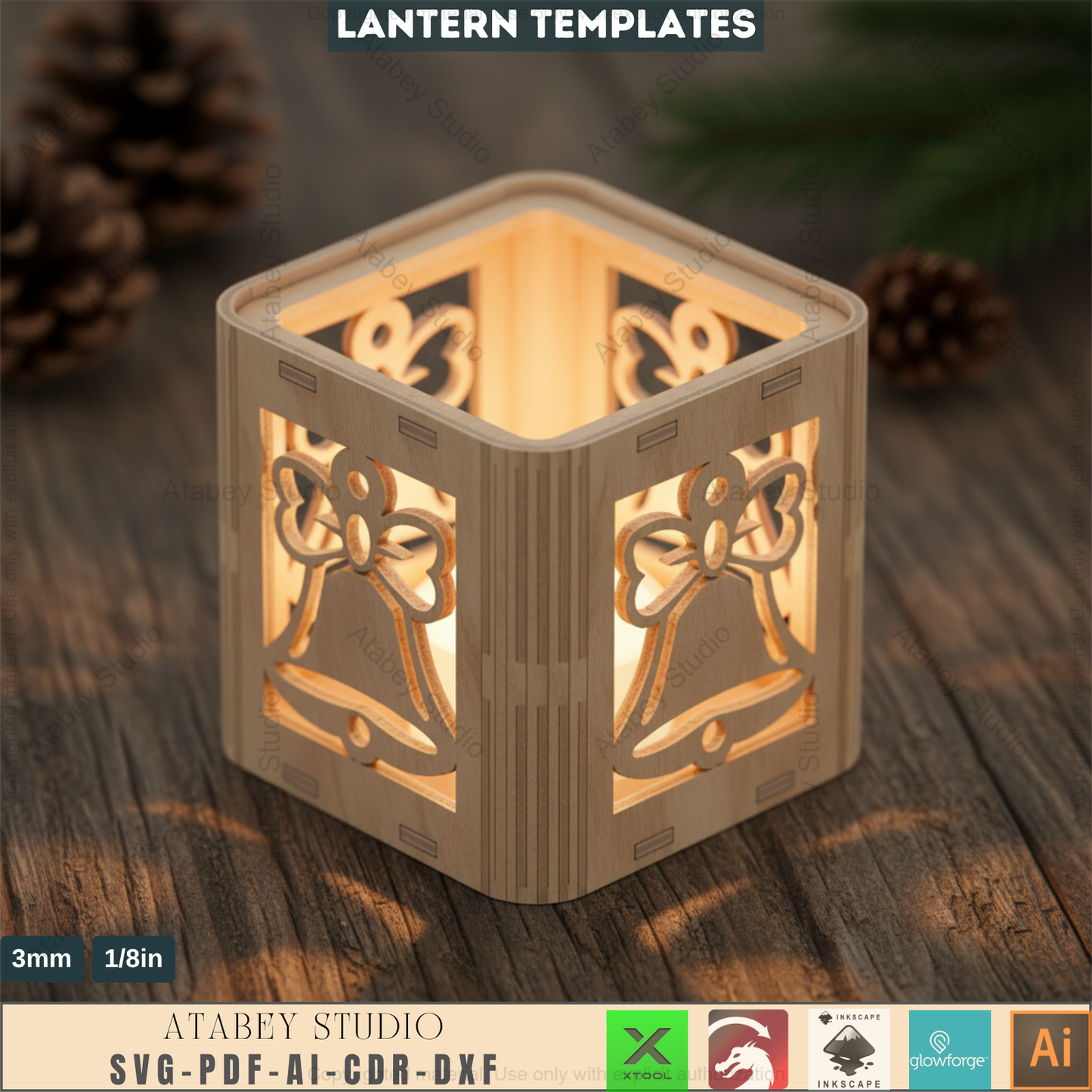 Christmas Lantern Laser Cut Templates | Festive Xmas Candle Holders | DIY Noel Tealight Box Decor 960