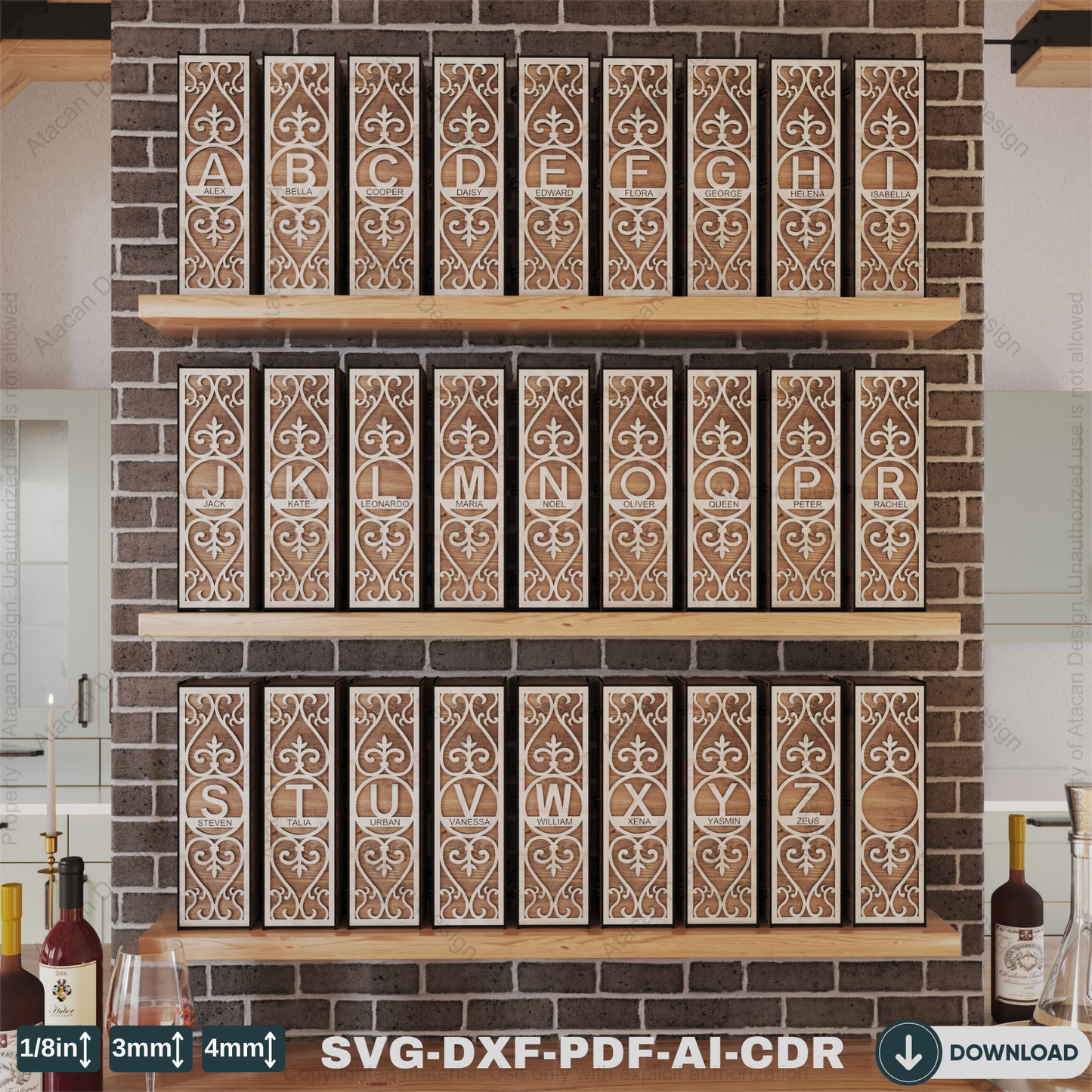 Wooden Wine Box Gift Bundle Laser Cut Wine Bottle Holder DIY Wine Gift Box Pattern for Glowforge Cricut Projects-Personalized 797