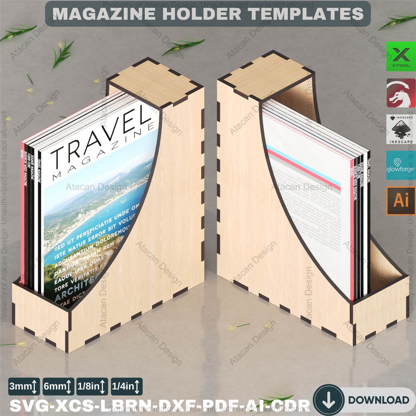 Laser Cut Storage Organizer / Magazine Desk Storage / Desk File Organizer for Laser Cutting Wood Box ADS168