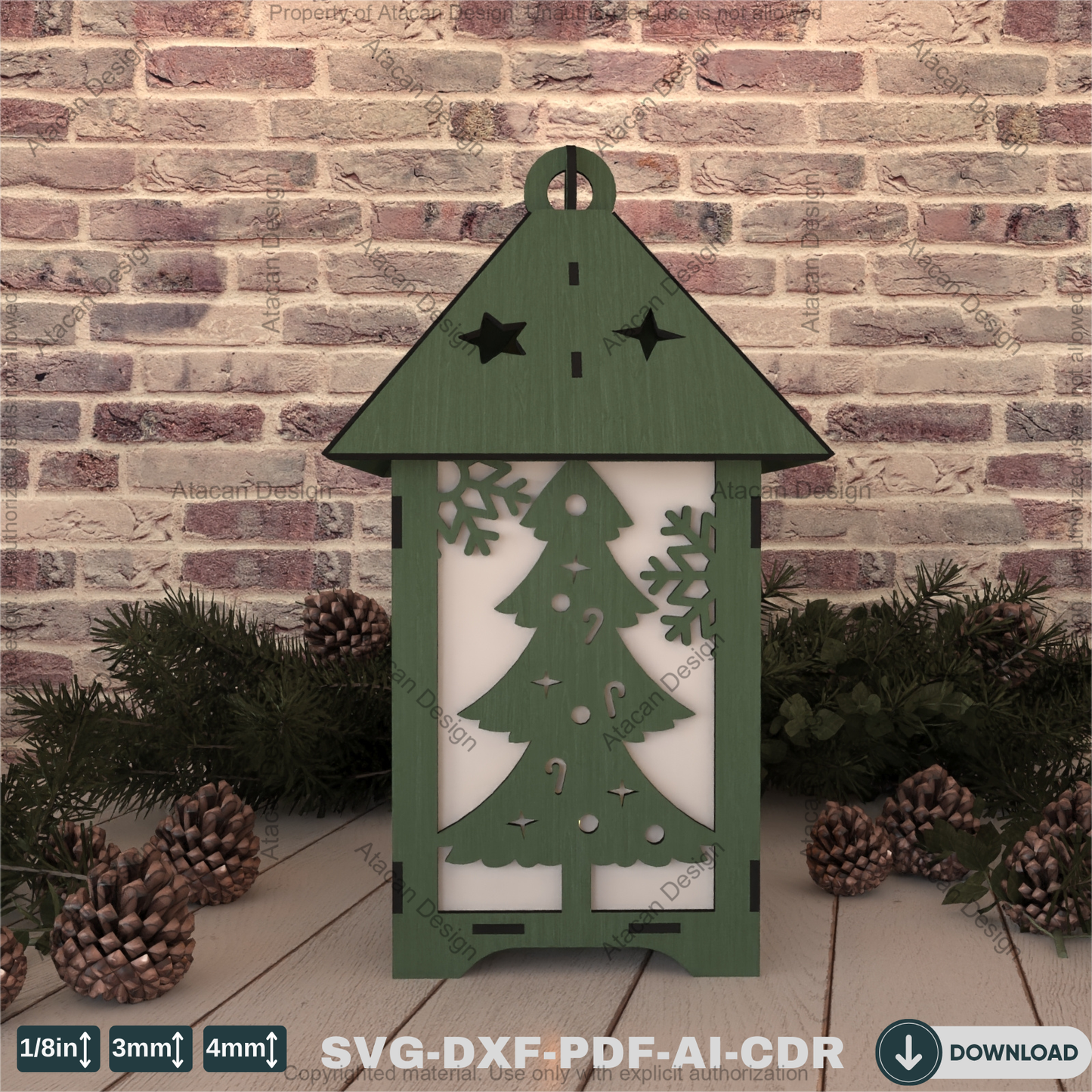 Wooden Christmas Tree Lantern – Snowflake Night Light for Festive Decor-Snowflake Stage Lantern – Table Decor794