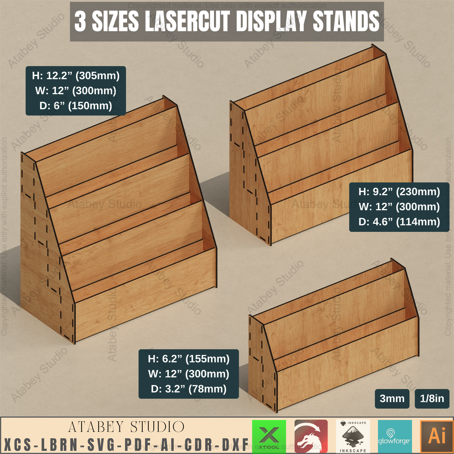 Laser Cut Tiered Display - 3 Shelf Wood Stand - Craft Fair Display - Retail SVG - Book Stand 934