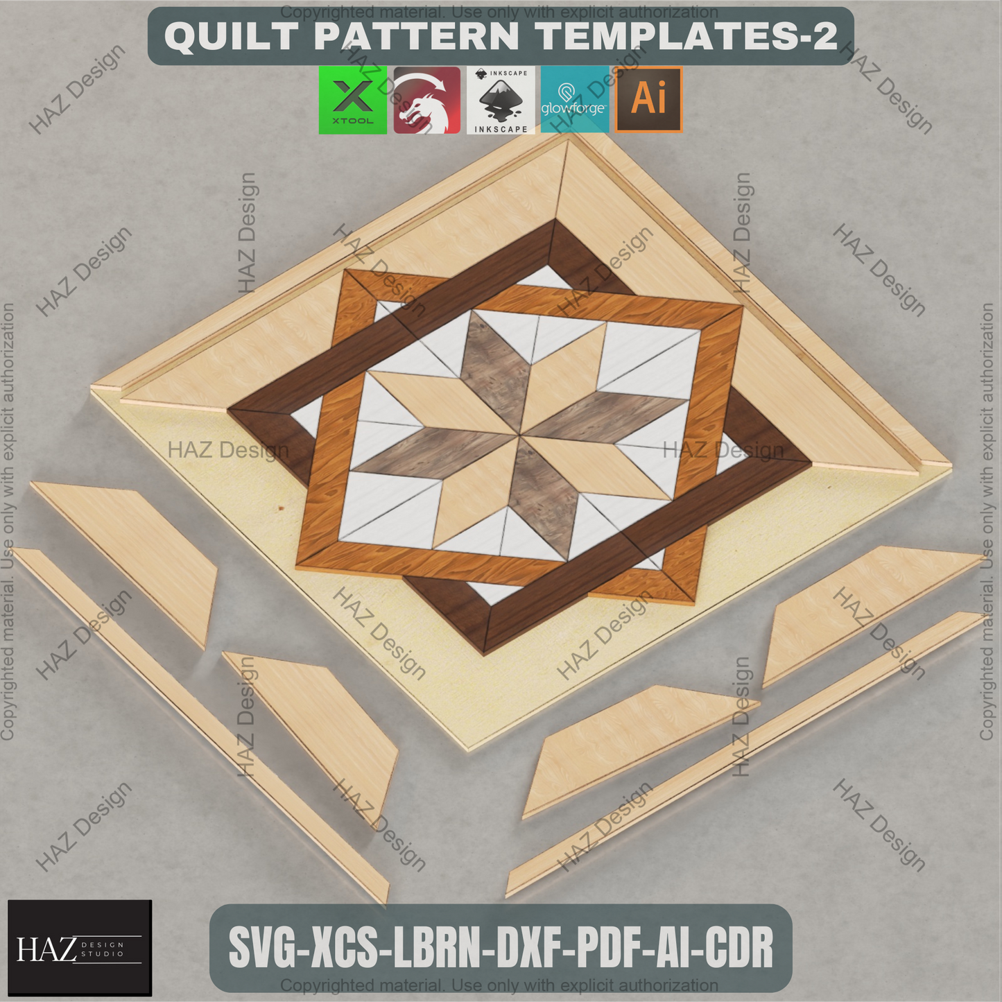 Rustic Barn Quilt SVG Bundle, 6 Wood Grain Quilt Patterns, Laser Cut Files for Glowforge, Natural Farmhouse Wall Art Decor 462