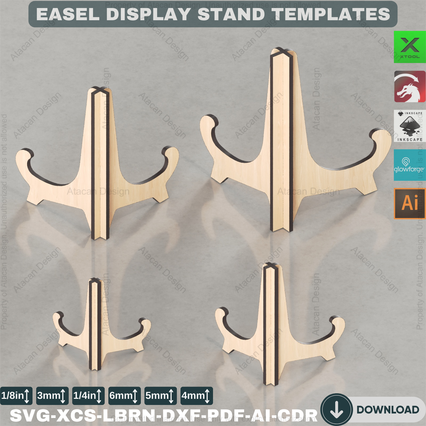 Laser cut Easels Plate Holders, Frame Holder, Photo Frame Display, Glowforge laser cut svg file 436