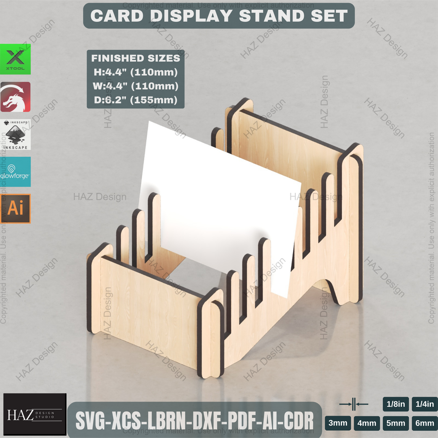 Laser Cut Card Display Stand Set | Multi-Size Retail & Desk Showcase Files | Greeting Card Holder 448