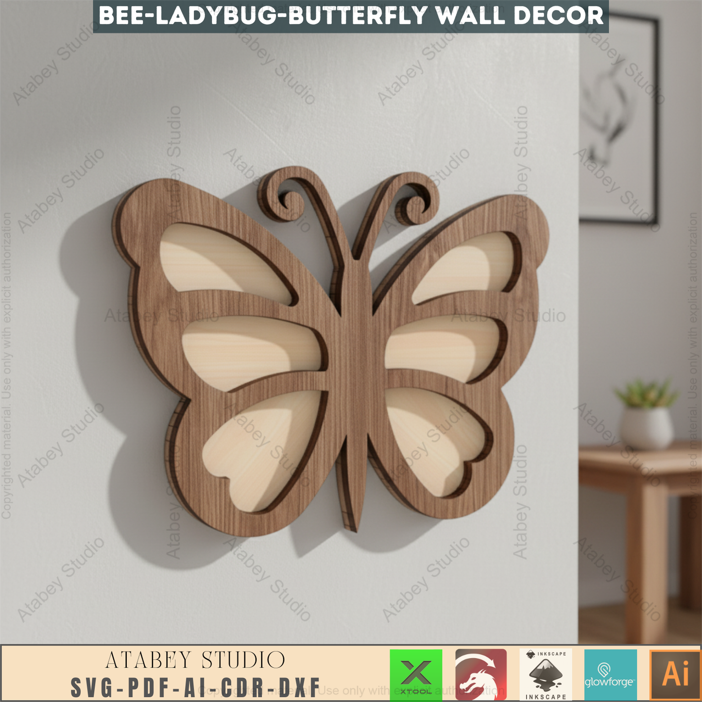 Beautiful Bee, Butterfly, and Bug Wall Art - Two Layer Laser Cut Decor - Perfect for Wall Decoration 654