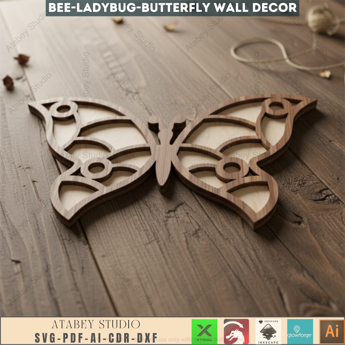 Beautiful Bee, Butterfly, and Bug Wall Art - Two Layer Laser Cut Decor - Perfect for Wall Decoration 654