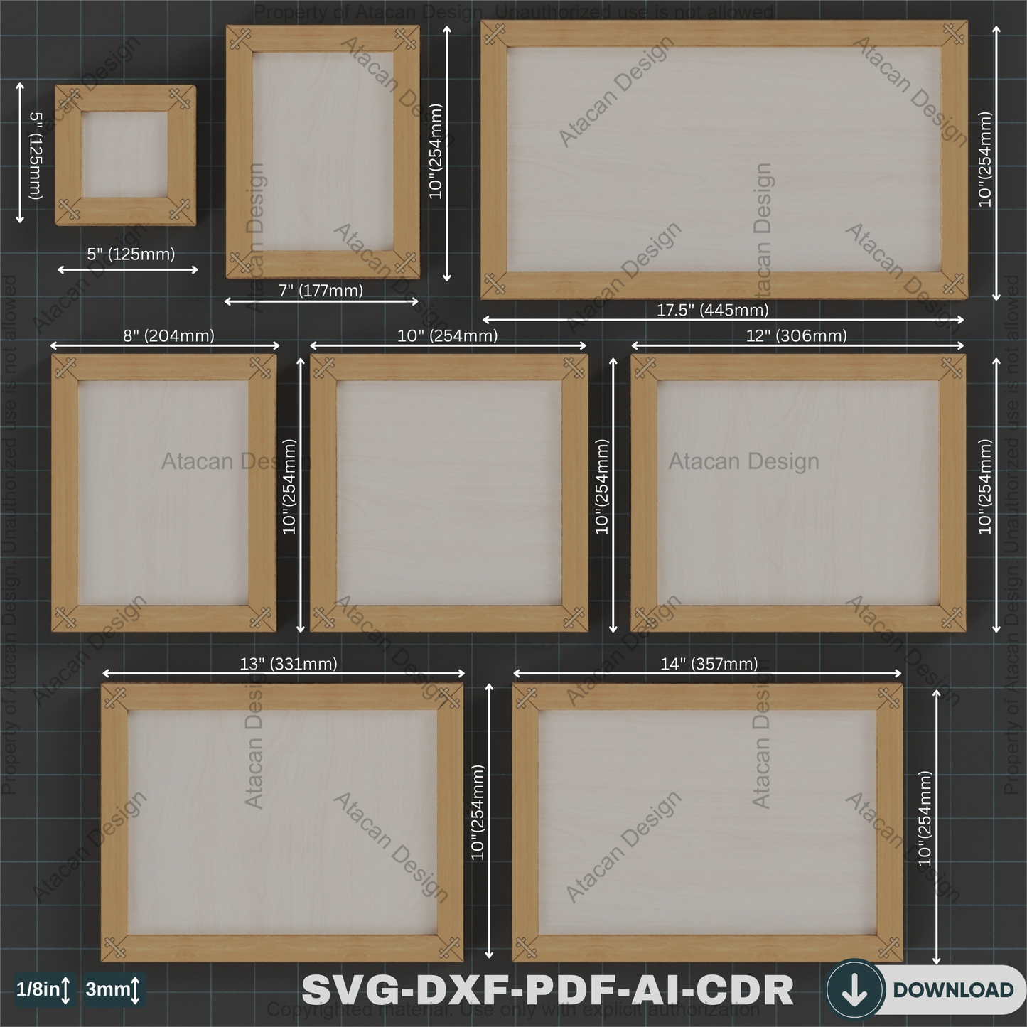 Laser Cut Frame Templates for Photo Display | Easy Assembly DIY Projects,Multi-Format Frame Cutting Templates,Frame Bundle 824