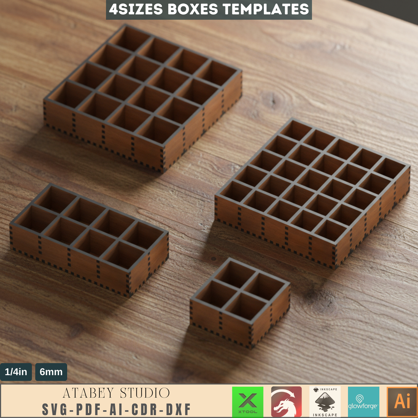Compartment Tray Box Set for Laser Cutting - Perfect for Organizing Essentials 894