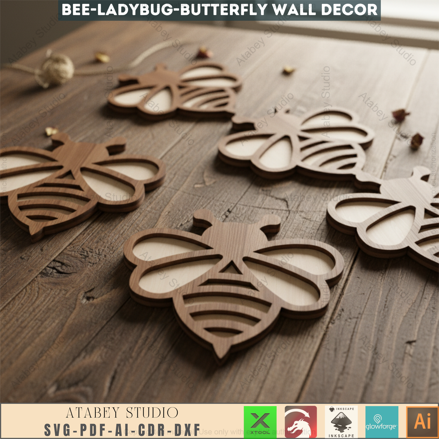 Beautiful Bee, Butterfly, and Bug Wall Art - Two Layer Laser Cut Decor - Perfect for Wall Decoration 654