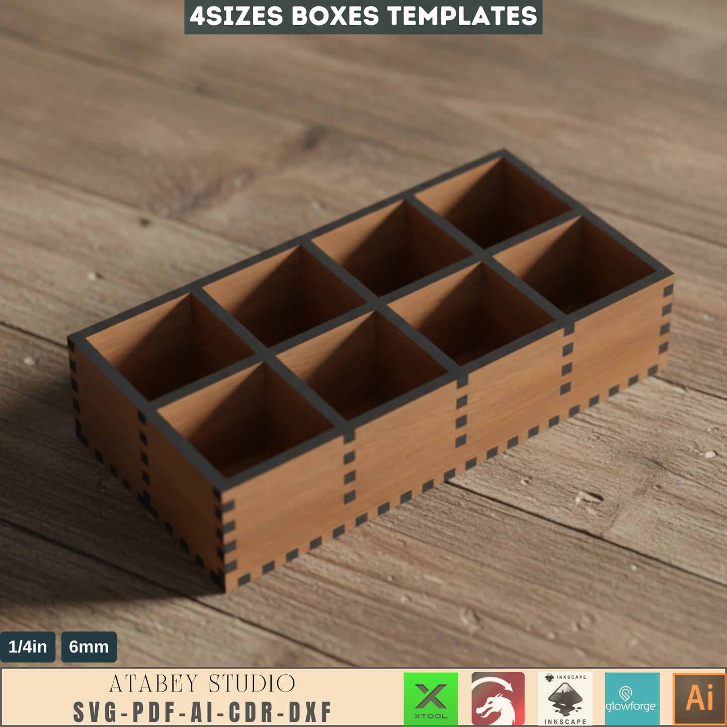 Compartment Tray Box Set for Laser Cutting - Perfect for Organizing Essentials 894