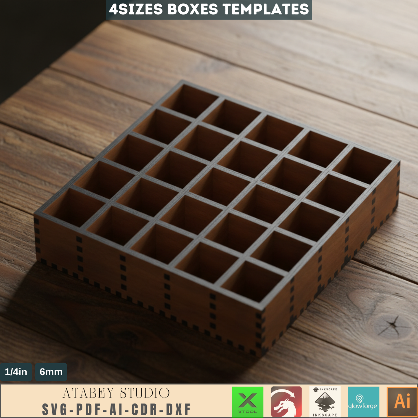 Compartment Tray Box Set for Laser Cutting - Perfect for Organizing Essentials 894