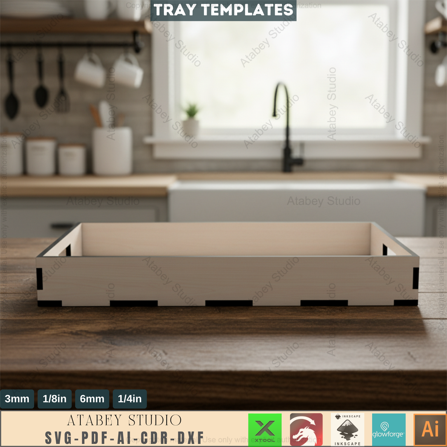 Tray Laser Cutting Plans / Wood Cut Templates / Trays Design 410