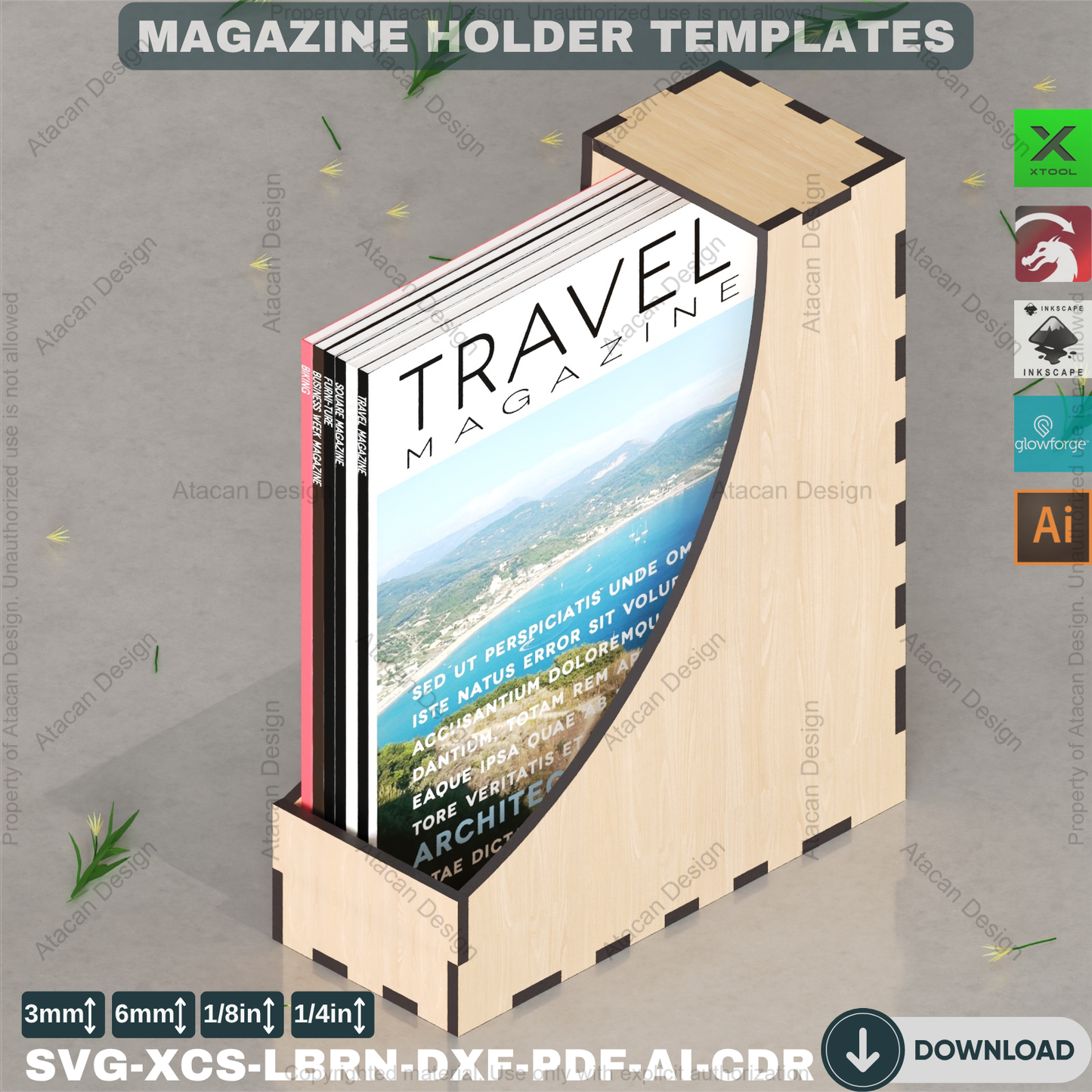 Laser Cut Storage Organizer / Magazine Desk Storage / Desk File Organizer for Laser Cutting Wood Box ADS168