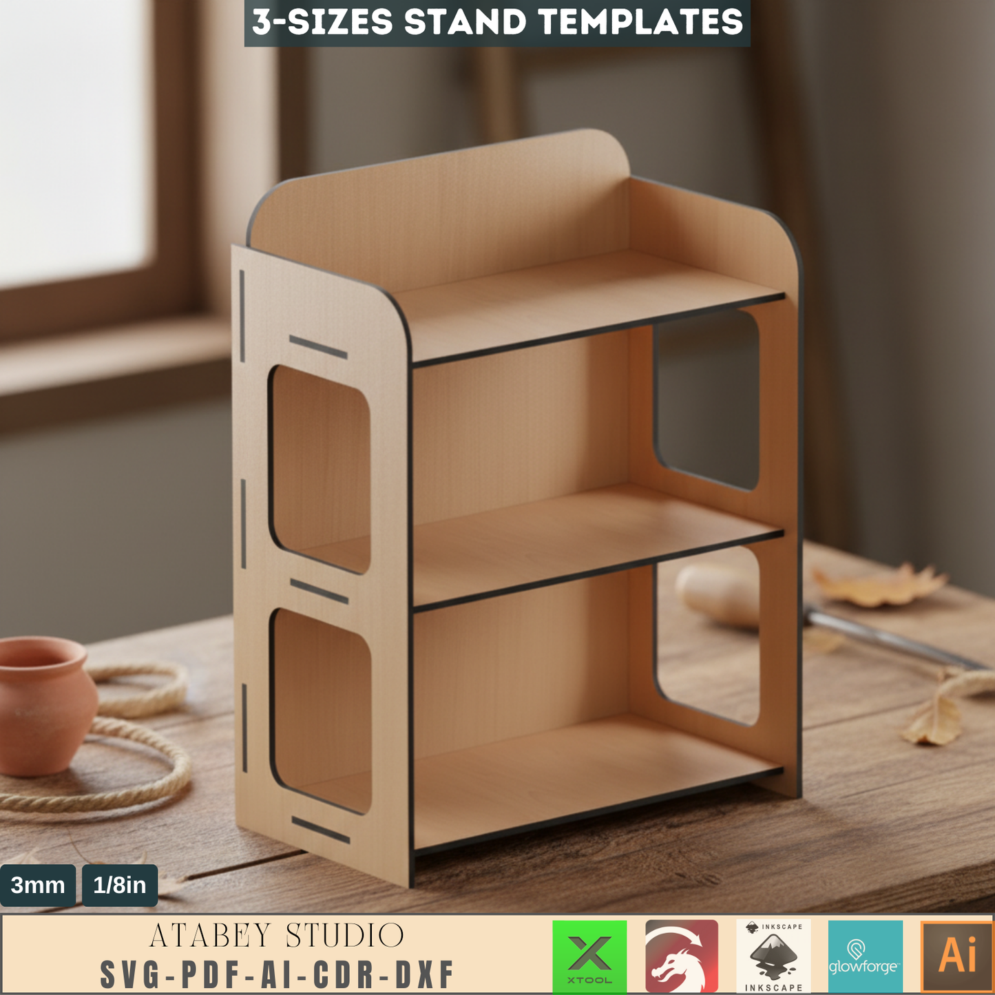 3 Size Wooden Stands - Craft fair display - Wood Retail Stand - Laser Vector Cut Files 576