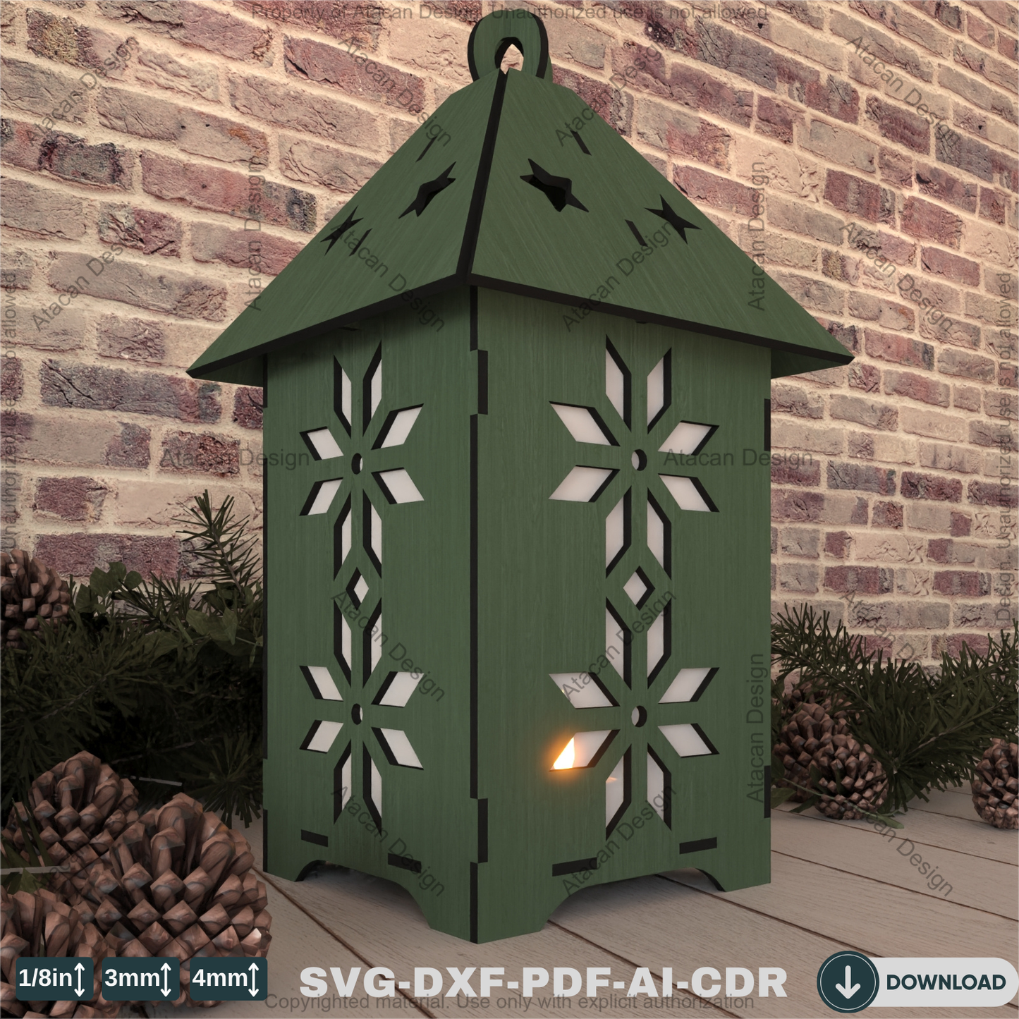 Wooden Christmas Tree Lantern – Snowflake Night Light for Festive Decor-Snowflake Stage Lantern – Table Decor794