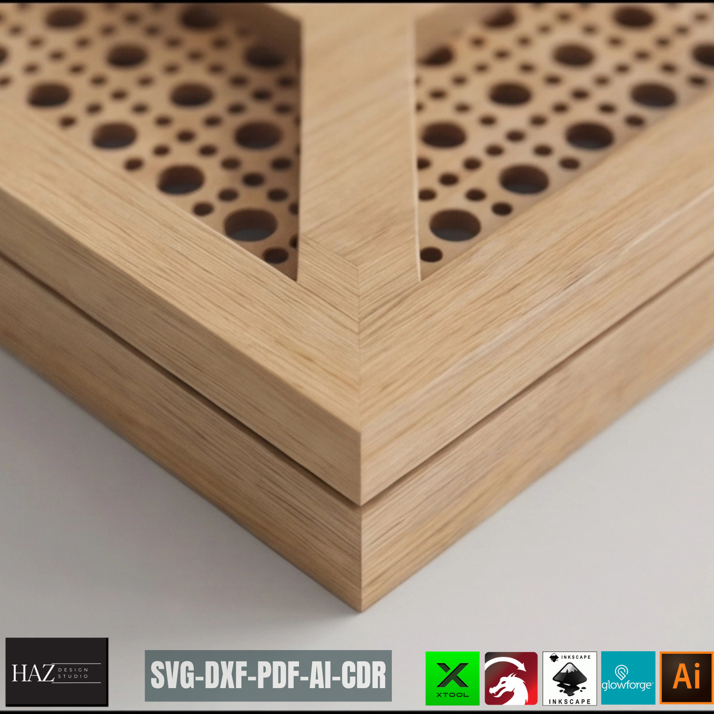 Rattan Pattern Frame Laser Cut Template Cane Webbing Edge Wooden Picture Frame Design