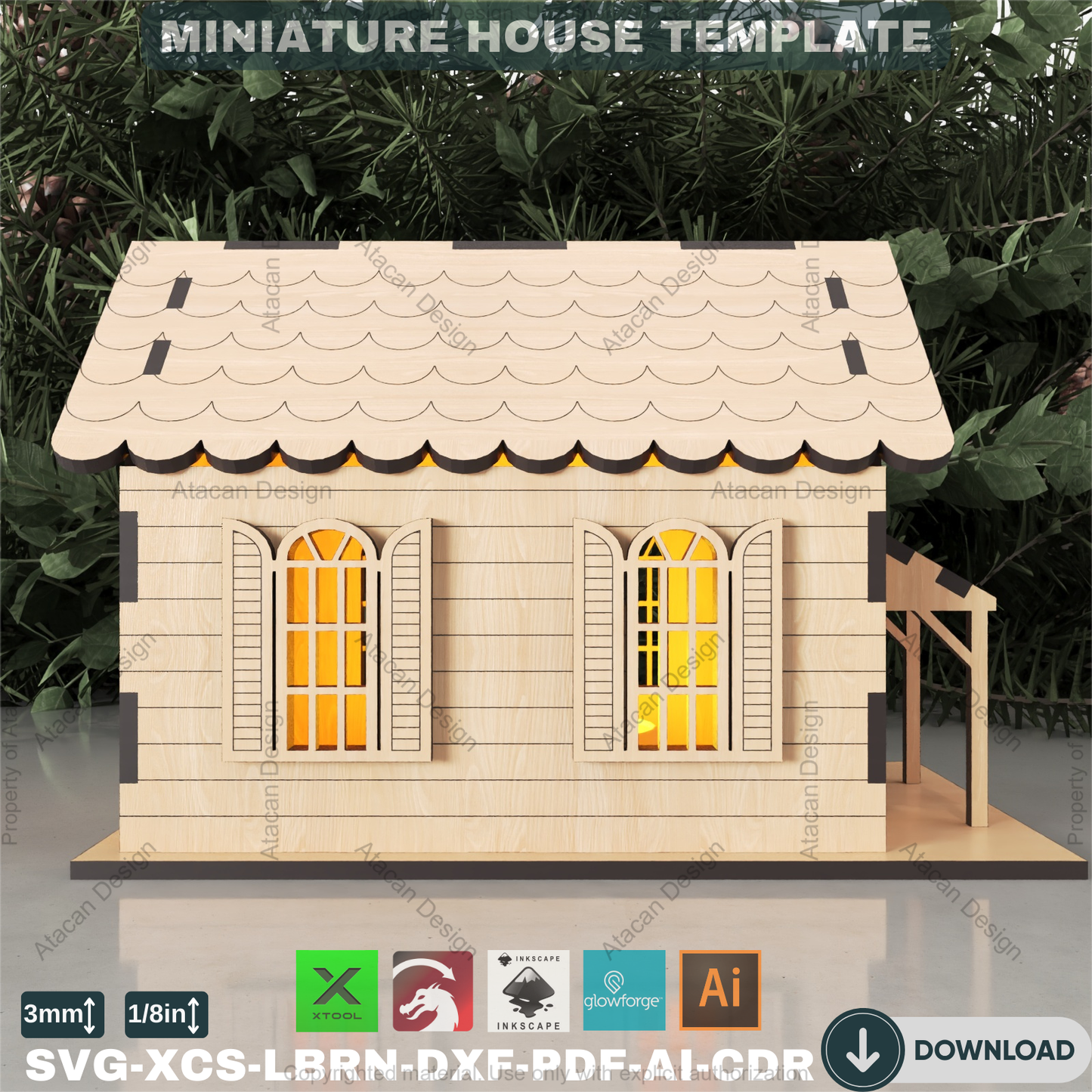 Laser Cut Mini House Plan | Build a Charming Cottage Model | Tealight Luminary Design 884