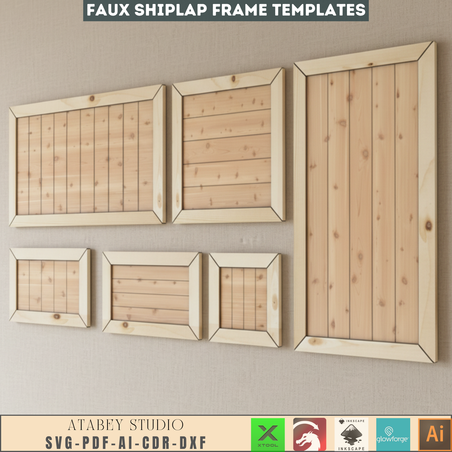 Faux Shiplap Sign Backers, Laser cut files SVG DXF vector plans, glowforge file svg, laser cut template, laser svg, laser cutting files 132