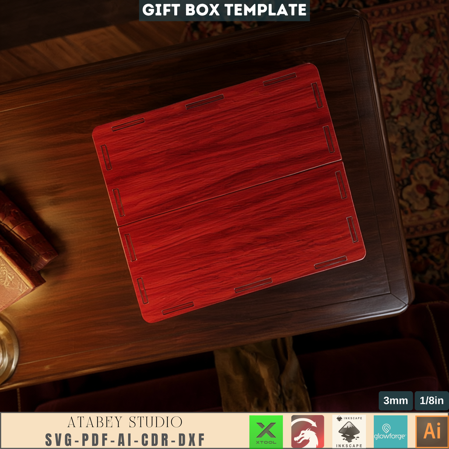Laser Cut Wooden Gift Box Template with Sliding Lid | Luxury Plywood Jewelry Box Design for Laser Cutting Projects 985