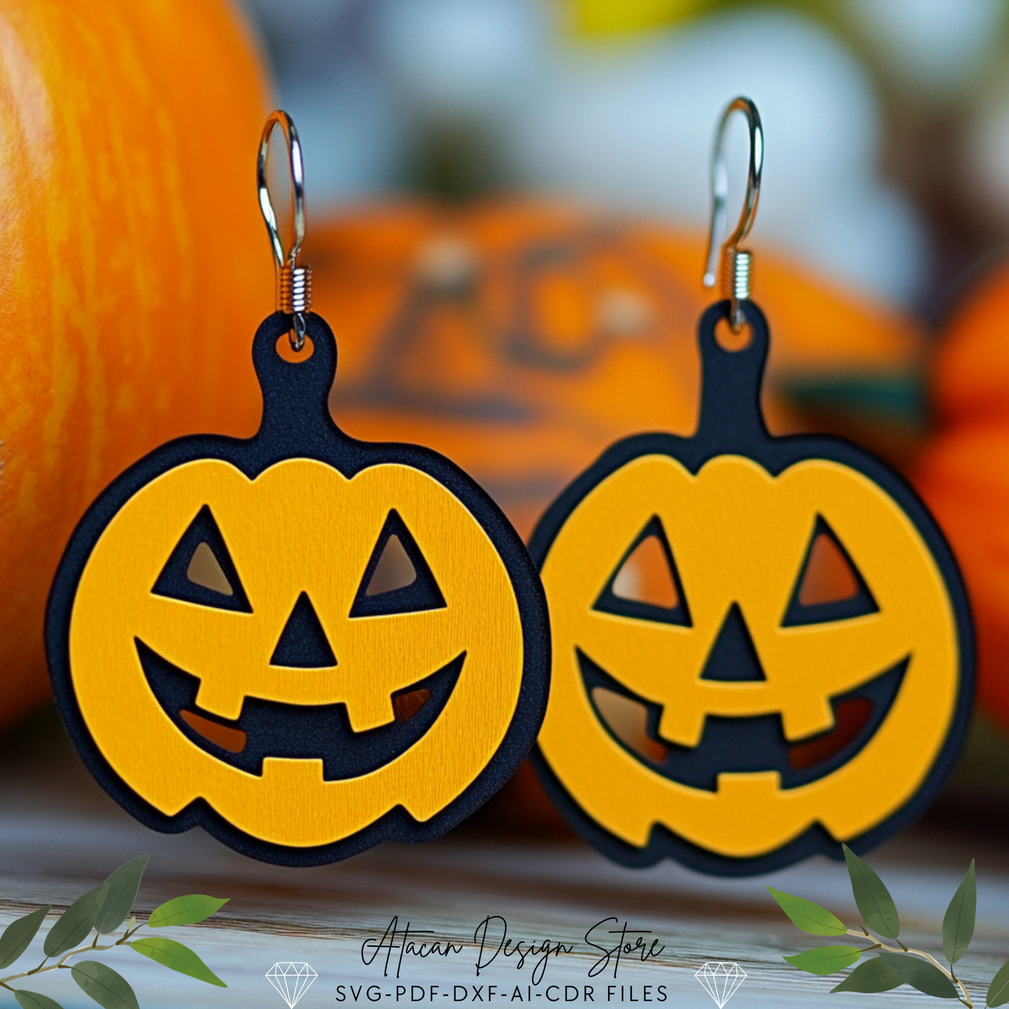 Halloween Earring Template Bundle - Ghosts, Pumpkins, Witch Hat Designs for Laser Cutting 707