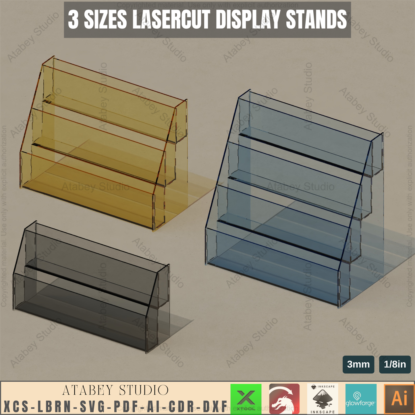 Laser Cut Tiered Display - 3 Shelf Wood Stand - Craft Fair Display - Retail SVG - Book Stand 934