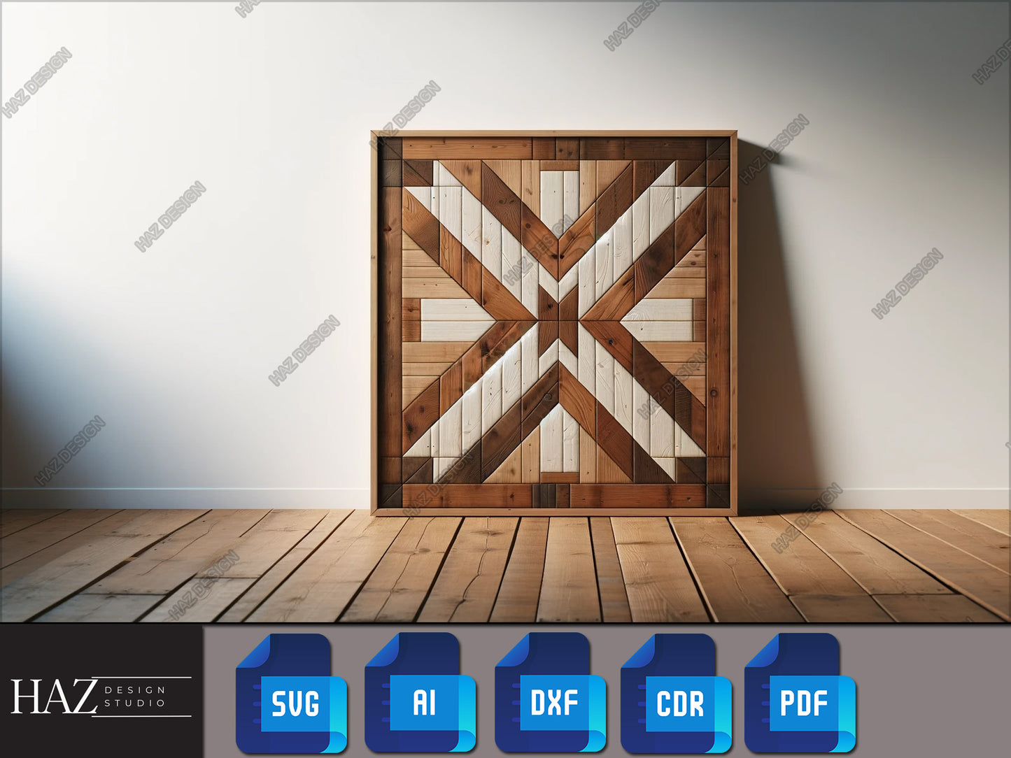 Deluxe Laser Cut Barn Quilt Files - Wood Wall Art Design SVG PDF DXF 206