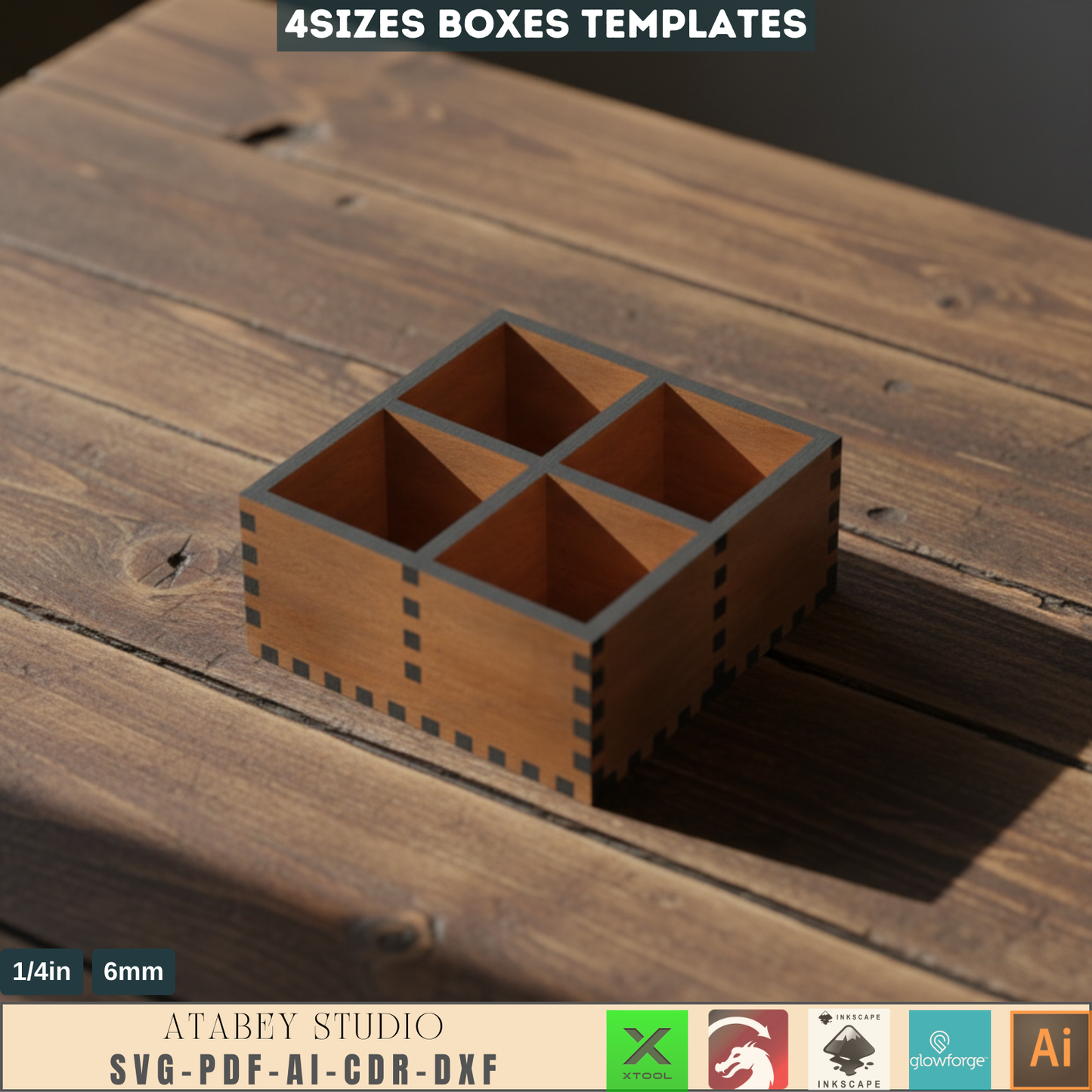 Compartment Tray Box Set for Laser Cutting - Perfect for Organizing Essentials 894